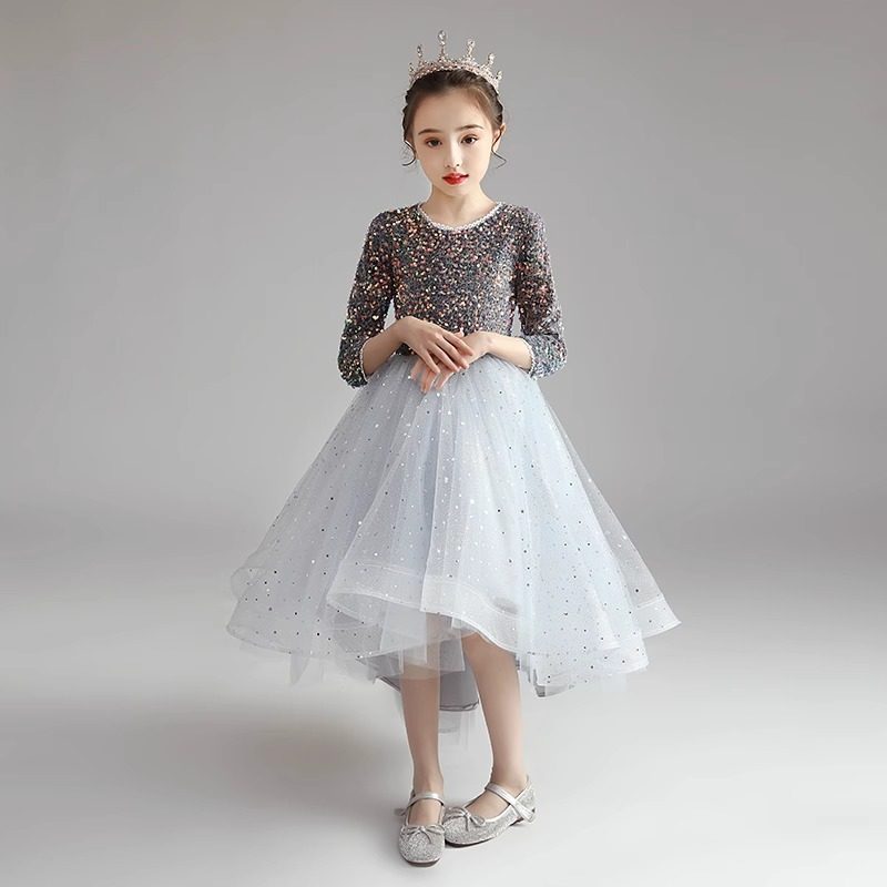 女童主持人高端礼服儿童钢琴演奏演出服花童小女孩公主裙走秀秋冬