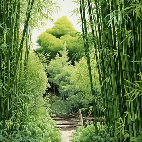 竹林幽静数字油画手绘画画diy填充色油彩画解闷减压手工添色画