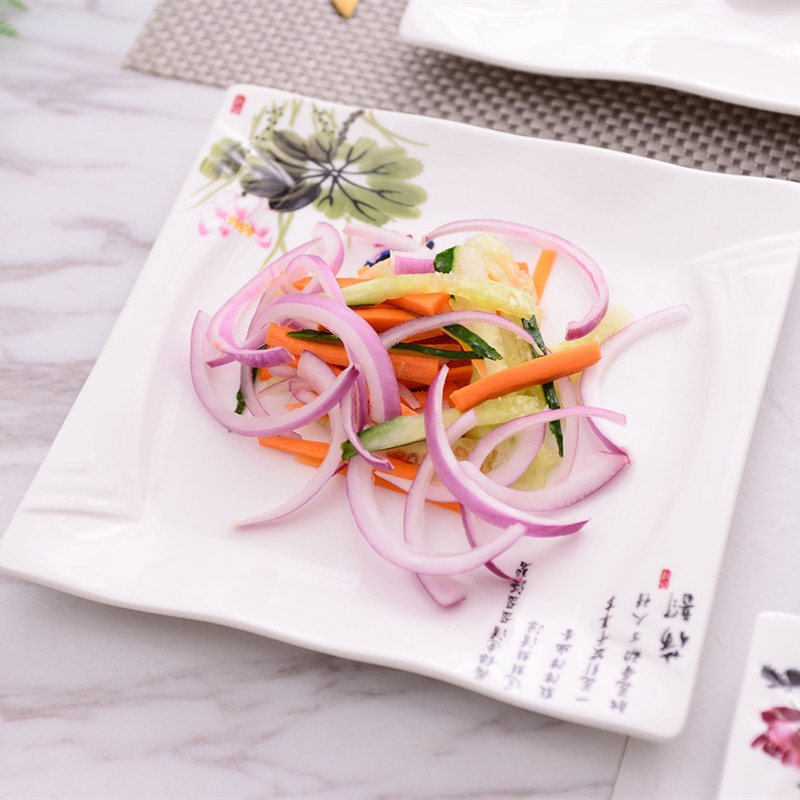 特色餐厅冷菜盘陶瓷西餐牛排盘子创意个性酒店餐具家用正方形菜盘