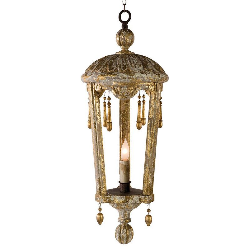 法式古董木雕金箔灯笼吊灯个性餐厅服装店灯创意民宿别墅门厅灯具图片