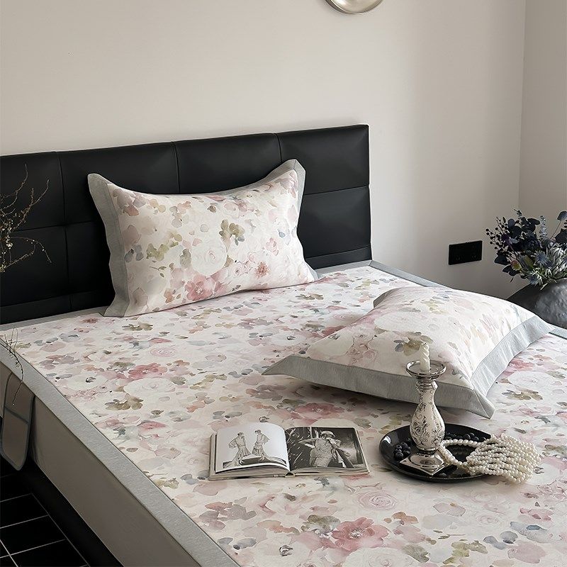 晚照梨花东方美学国风花卉冰丝席三件套夏天凉感空调软席可机洗,床上用品,冰丝席,淘宝优惠券,粉丝福利购,淘宝优惠卷