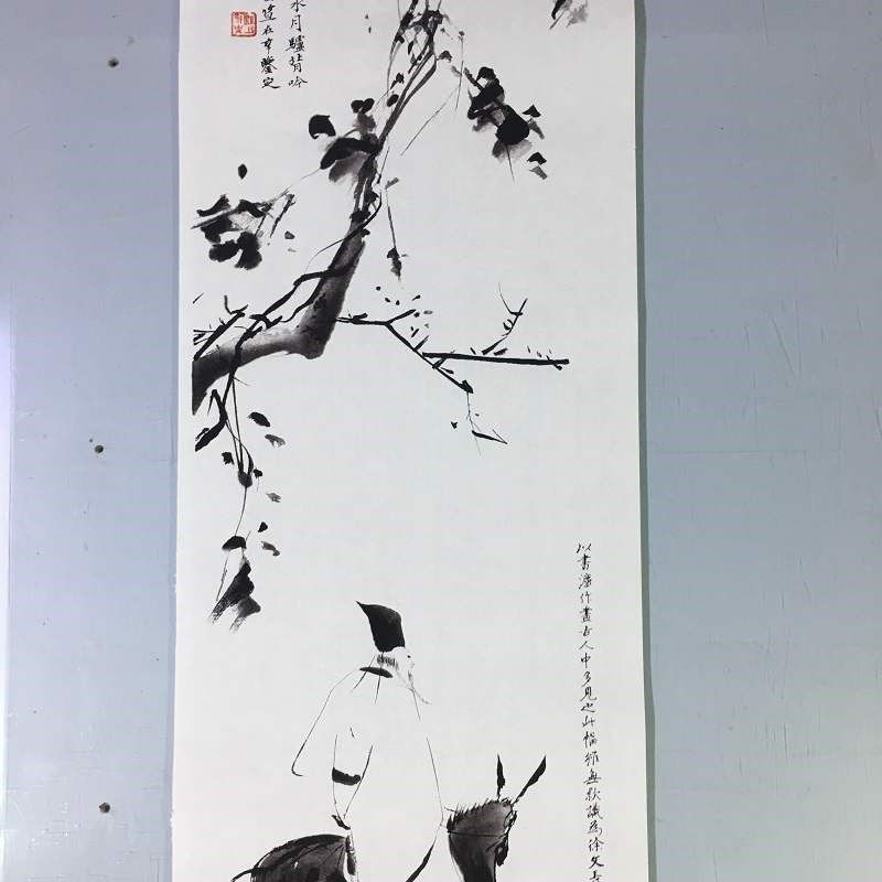 徐渭驴背吟诗图人物风景水墨国画微喷复制客厅书房挂轴装饰画