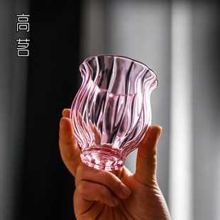 粉色女主人杯个人专用茶杯高足150ml玻璃杯子花茶家用茶具套装