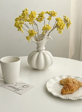 态生活  欧式陶瓷花瓶黄蜡菊永生干花插花器家居软装高级饰品摆件