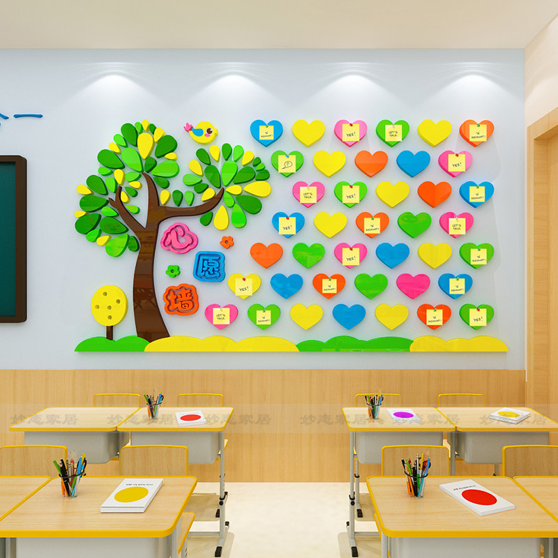 创意心愿墙布置幼儿园教室环创主题墙面装饰班级文化建设许愿墙贴