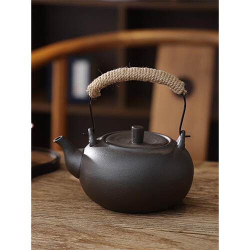 家用煮茶壶围炉煮茶黑岩釉煮水陶壶电陶炉烧水粗陶壶炭炉功夫茶具