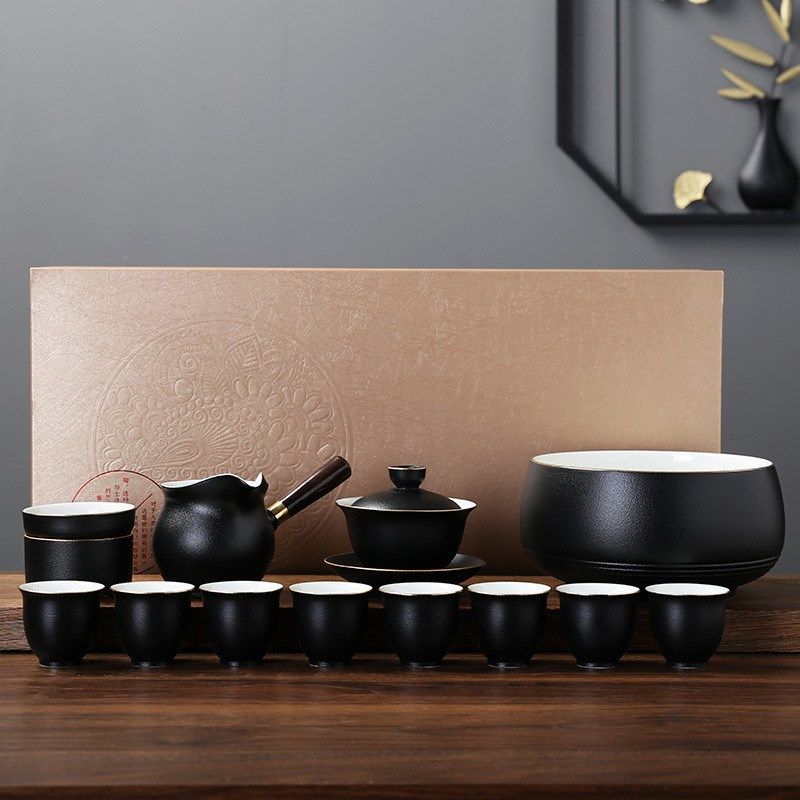 整套石头釉黑陶盖碗品茗杯茶洗功夫茶具套组侧把壶泡茶器茶具套装,餐饮具,功夫茶具,淘宝优惠券,粉丝福利购,淘宝优惠卷