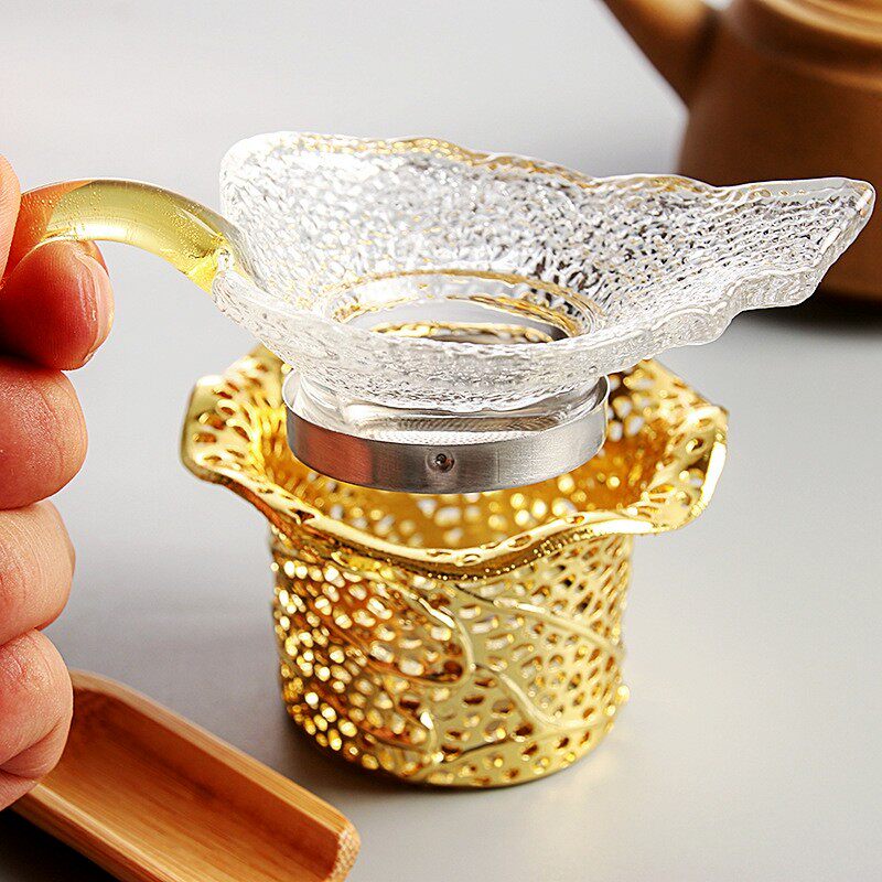 创意树叶款玻璃茶漏摆件 茶具茶道茶具配件 茶过滤网 茶滤 滤茶器