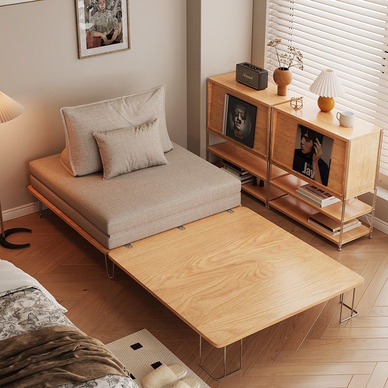日式布艺沙发床折叠两用小户型卧室书房坐卧多功能单人伸缩抽拉床