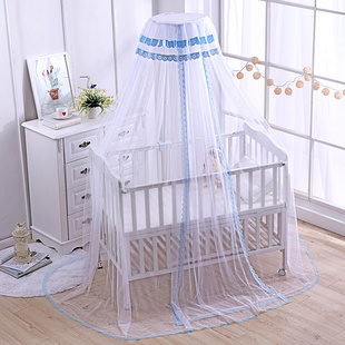 婴儿床蚊帐带支架公主风落地宫廷夹式开门儿童蒙古包宝宝蚊帐罩