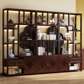 博古架实木新中式 多宝阁茶室隔断茶具架子茶叶架展示柜茶柜置物架