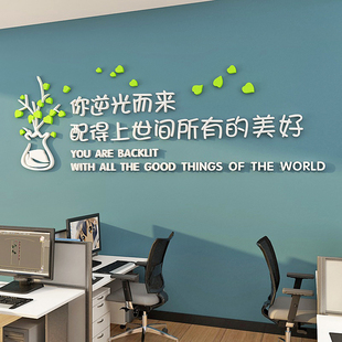 办公室墙面装饰氛围企业文化贴画司茶水间休闲区励志标语背景布置