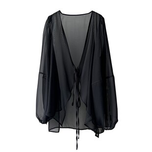 轻薄雪纺防晒衬衫女春秋长袖宽松显瘦开衫罩衫披肩中长款上衣外套