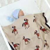 纯棉婴儿毯可爱骑士针织抱毯100 80CM多功能宝宝小被子空调盖被