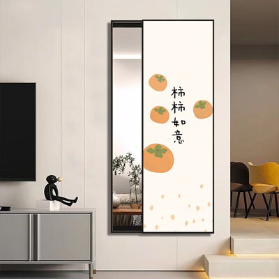 新中式隐藏式推拉穿衣镜隐形试衣镜家用卧室装饰挂墙全身镜子画
