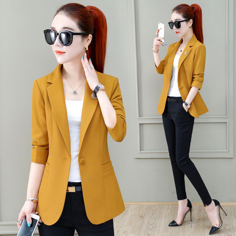 黑色小西装外套女2024新款春秋季短款小个子职业西服修身百搭上衣