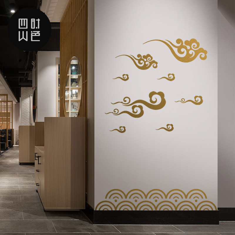古典店铺门面橱窗布置玻璃门贴纸画装饰防撞条腰线移门文化墙贴纸