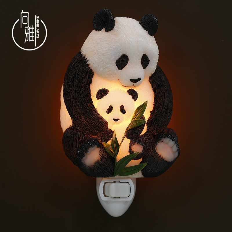 向雅艺品熊猫小夜灯插电led节能床头护眼卧室睡眠插座灯创意竹子