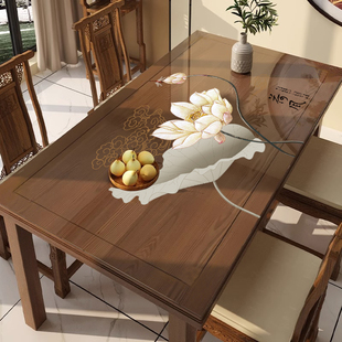 中式透明桌垫桌布免洗防水防油茶几垫实木茶桌垫布PVC餐桌垫定制