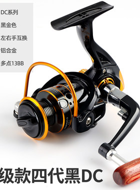 全金属渔轮鱼线轮纺车轮小型左右互换海竿抛竿筏竿钓鱼轮大号轮子