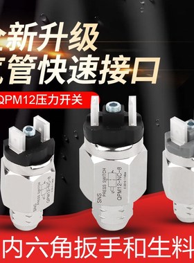 sns神驰气压开关压力可调微压气动qpm12铜镀镍气泵开关压力控制