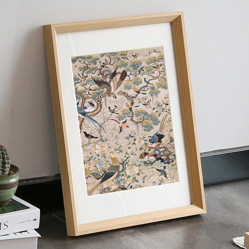 实木斜面相框挂墙a4营业执照框架A3素描画框4K8开装裱空框拼图A2