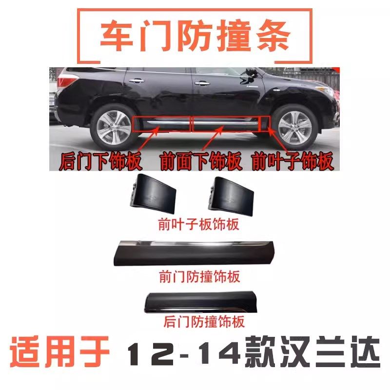 适用12 13 14年款汉兰达车门防撞条车身下裙车门下护板装饰板亮条