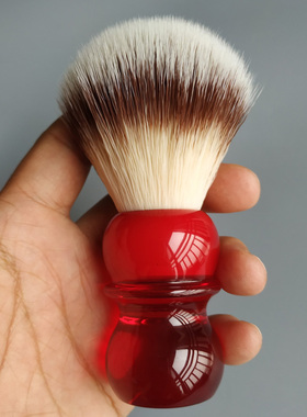 帝诗软毛剃须刷 中国红手柄 T4人造丝胡刷 男士剃须皂泡沫刷