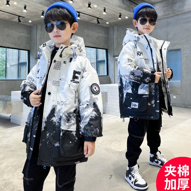 童装男童秋冬装加厚羽绒棉服2025新款冬季中大儿童夹棉洋气外套潮