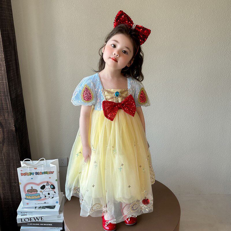 女童夏款白雪裙子夏装2025新款儿童夏季连衣裙女宝宝小女孩公主裙