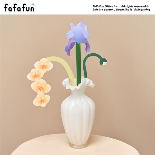 逅里Hollihom 白玉 法式复古 奶玻璃芬顿花瓶 客厅仿真花装饰摆件