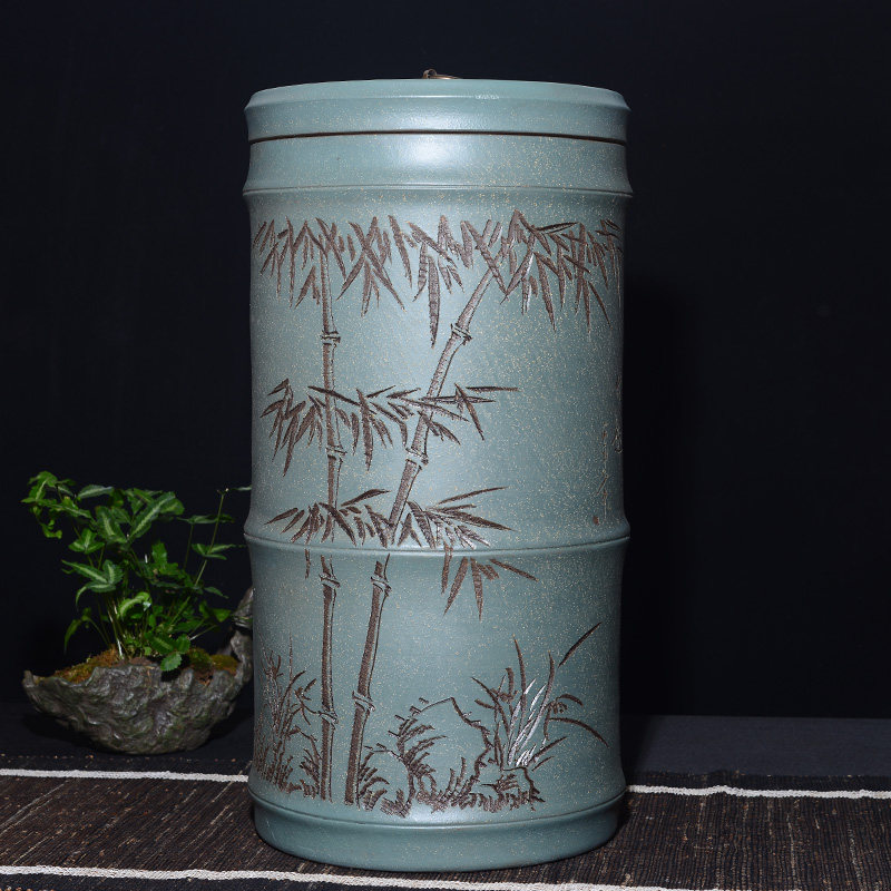 大号紫砂茶叶罐18饼手工普洱密封储存茶缸宜兴特大码散茶密封陶罐