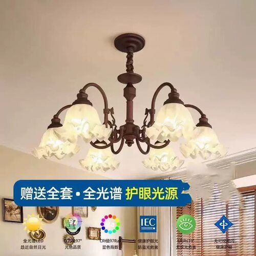 客厅吊灯中古风美式田园复古