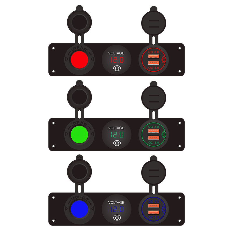 12v24v汽车通用多功能改装面板车载充电器usb车充点烟器电压表