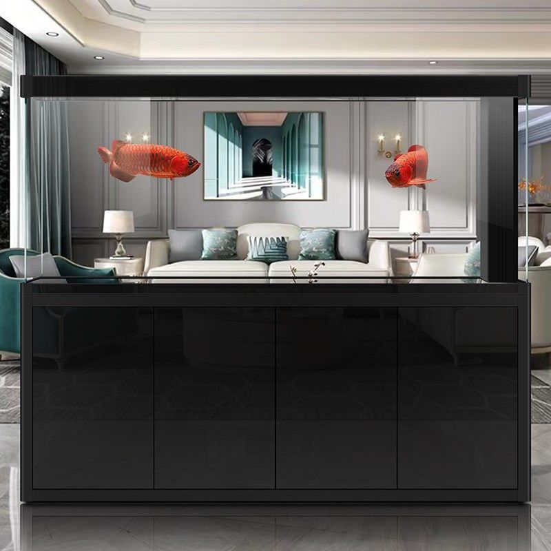 大中型龙鱼缸水族箱黑色客厅屏风办公室靠墙超白玻璃下过滤金鱼缸,宠物/宠物食品及用品,桌面缸,淘宝优惠券,粉丝福利购,淘宝优惠卷