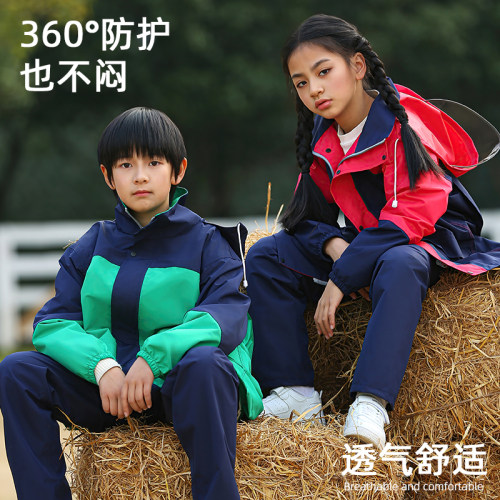 儿童上学背包款大童学生男生女生女孩中小童防暴雨衣雨裤分体套装