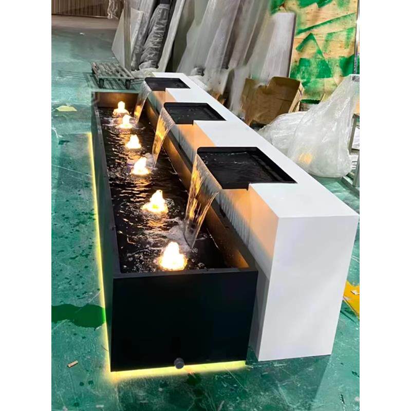 不锈钢涌泉流水池摆件庭院花园鱼池户外景观喷泉现代花箱水景造景