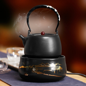 品陶堂火山黑煮茶壶电陶炉煮茶套装 提梁壶陶瓷大功率电陶炉茶炉