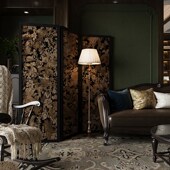 法式 饰客厅玄关家用抽象艺术移动折屏 复古定制实木折叠屏风隔断装