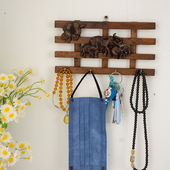 泰国实木挂衣钩进门玄关衣帽钩创意墙上装 饰壁挂家用复古钥匙挂钩