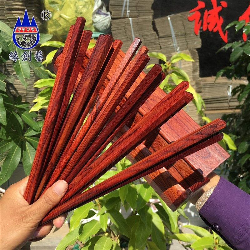 红木山水虎皮纹筷子缅甸酸枝礼盒装一物一图实木质香盒家庭优质筷