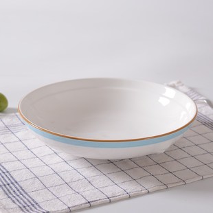 陶瓷深汤盘狮头盘手绘釉下彩圆盘上汤盘子炖肉盘酒店餐厅饭店餐具