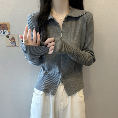 实拍 胖mm早春装大码女装正肩设计感针织显瘦开衫小外套宽松上衣