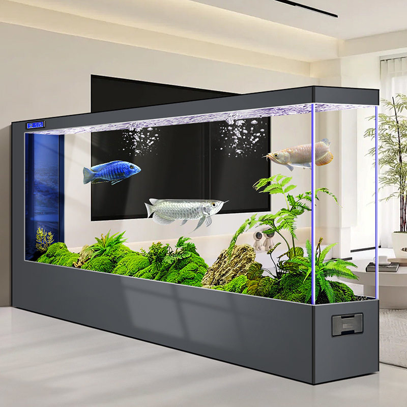 新款玻璃鱼缸客厅家用屏风隔断大型墙落地水族箱免换水生态金鱼缸