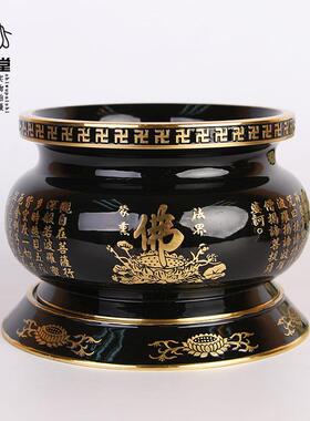 纯铜香炉观音香炉大号小号 薰香炉 立香炉佛字 烤黑心经香炉纯铜