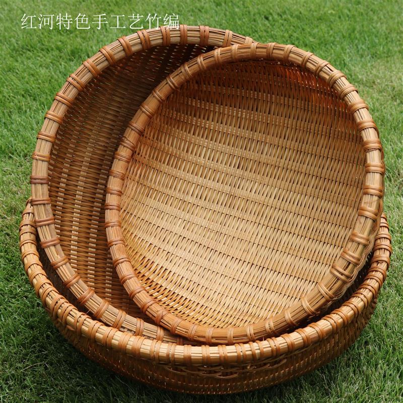 装馒头的容器圆簸箕竹制品厨房竹筐竹编馒头筐竹筲箕手工竹编收纳