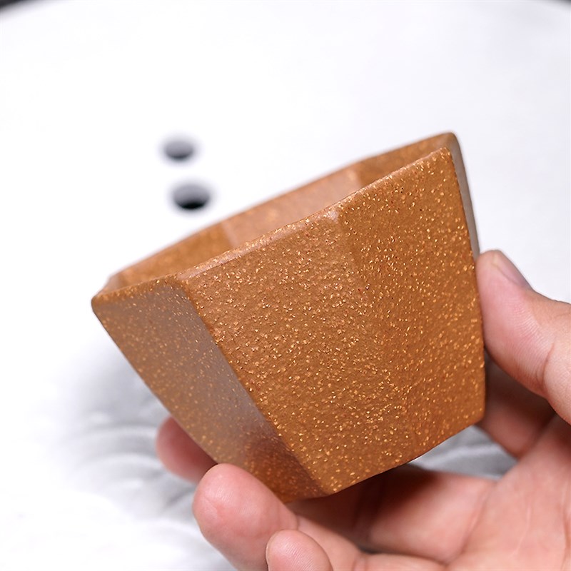 宜兴紫泥茶杯紫砂品茗杯纯手工主人杯功夫小杯子单杯小口杯八方杯