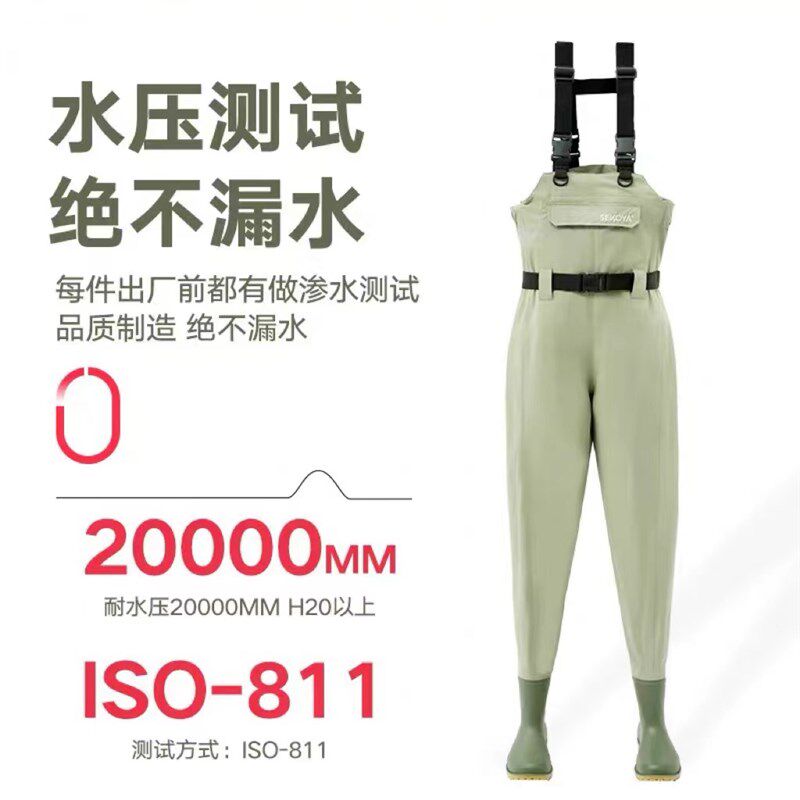 路亚装备涉水裤溪流钓鱼防水裤水库飞蝇钓赶海全身连体口袋下水裤