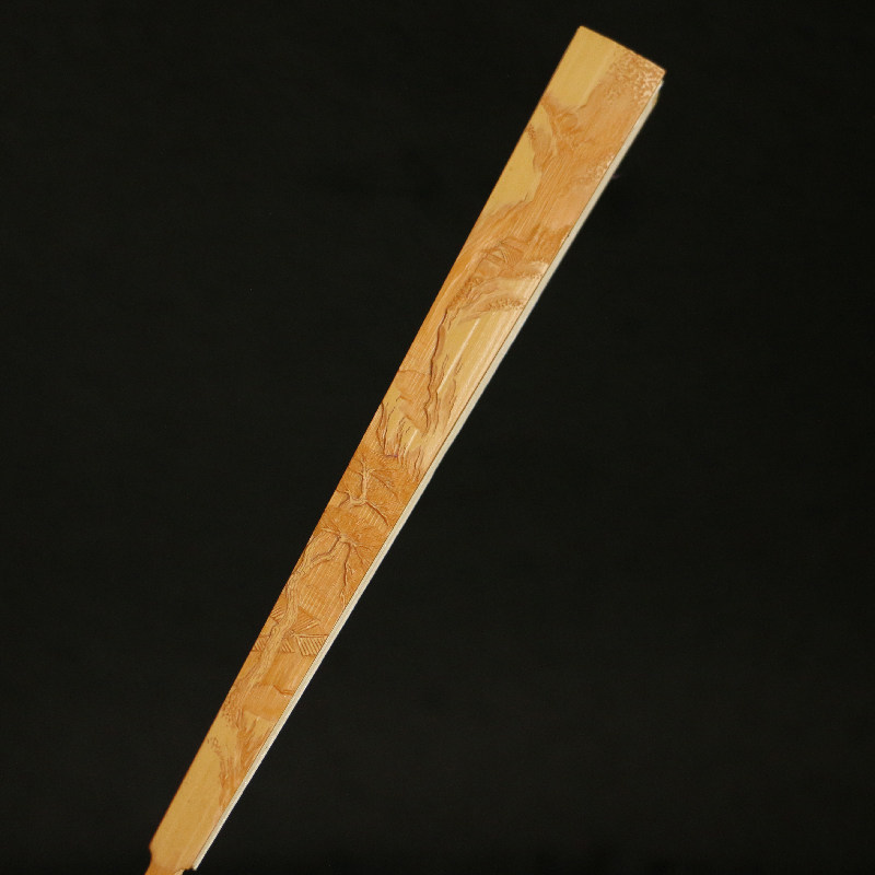 留青浅浮雕纯手工竹雕工艺老玉竹95寸18方雕刻竹扇子文玩把件把玩
