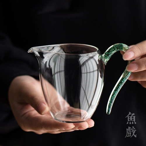 高硼硅玻璃公道杯鹰嘴耐热带把手分茶器蛋盅公杯分茶杯功夫茶具